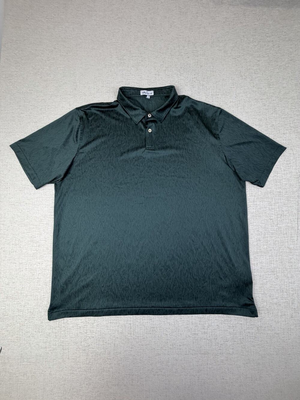 Peter Millar Golf Polo Shirt Mens XXL Green Jacquard Performance Stretch